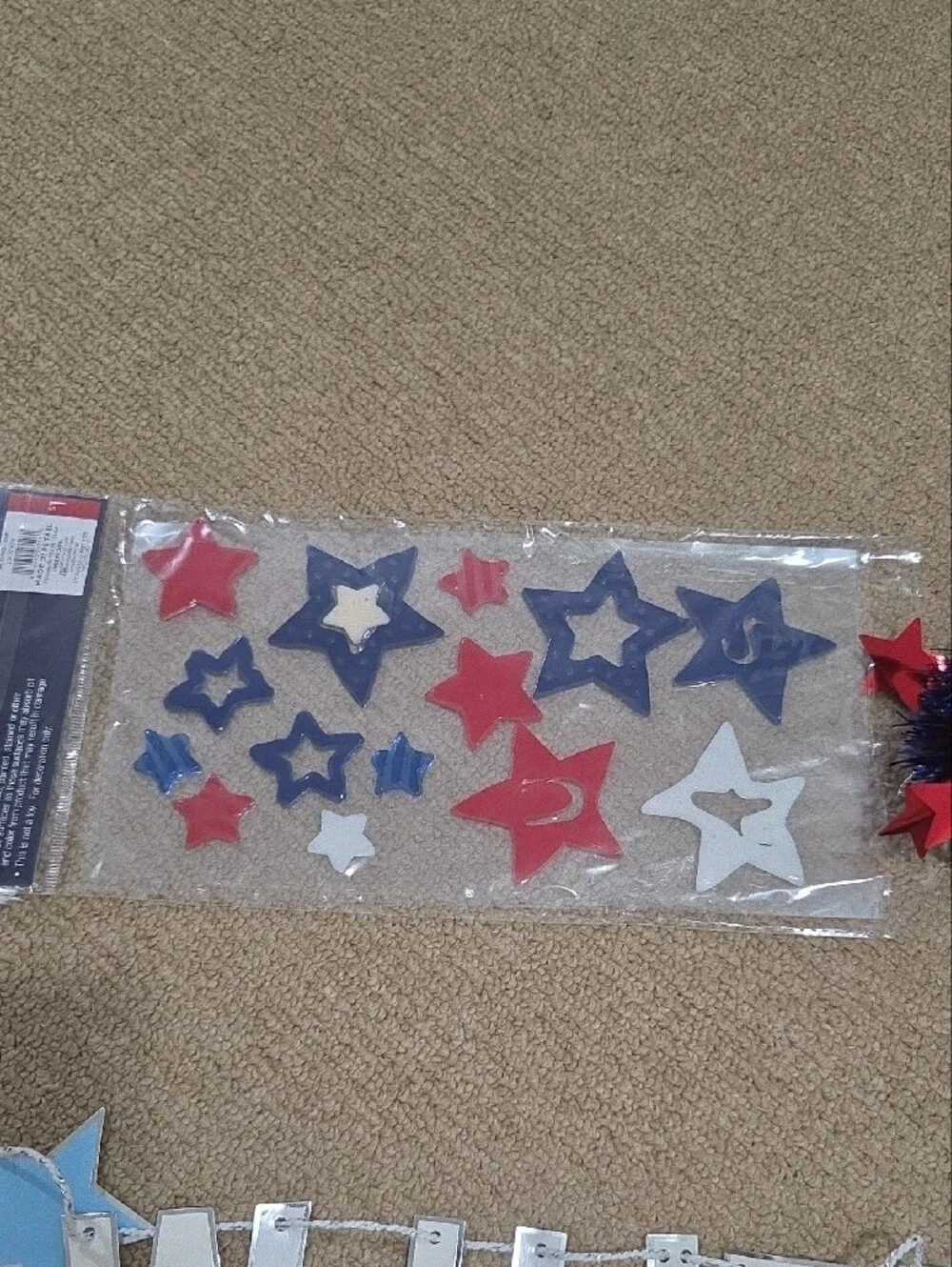 Red White Blue Patriotic Star Garland and Stick Party Decor